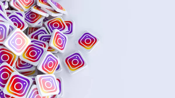 Rendering Pile Instagram Logos — стоковое фото