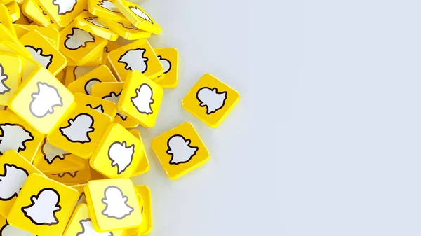 Rendering Pile Snapchat Logos — Foto de Stock
