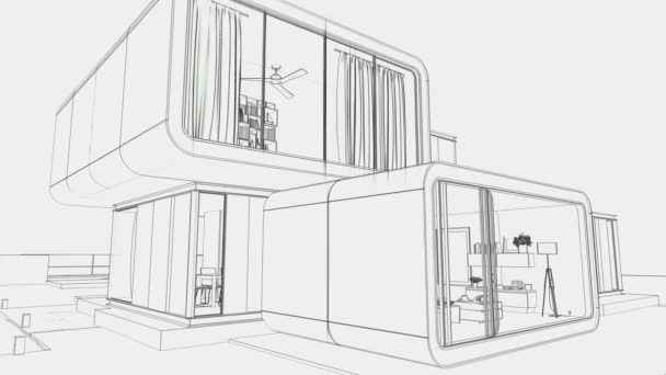 Animation Une Maquette Maison Moderne Phase Brouillon — Video