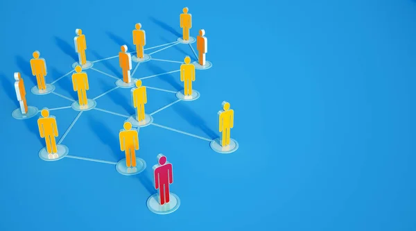 Rendering Network Yellow Human Icons Red One Out Group — Stock Photo, Image