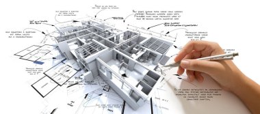 Bir mimari projesinin 3B görüntülenmesi devam ediyor