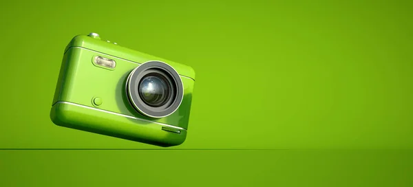 Rendering Green Camera Green Background Lots Copy Space — Stock Photo, Image