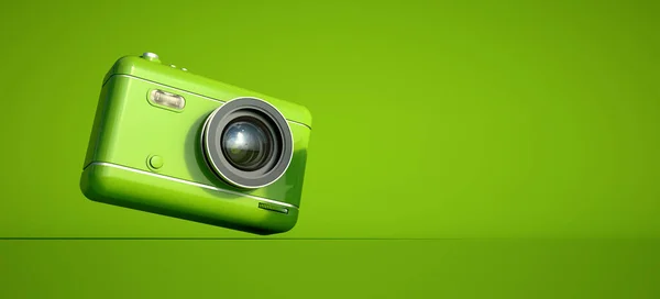 Rendering Green Camera Green Background Lots Copy Space 免版税图库照片