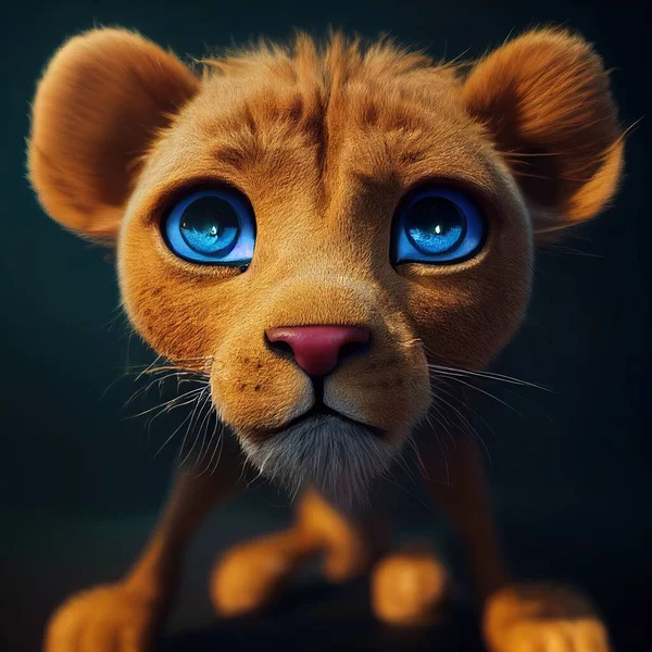 3D rendering of a cartoon teddy lioness