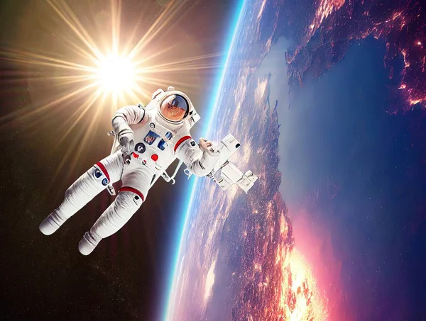 3D rendering of an astronaut floating in space