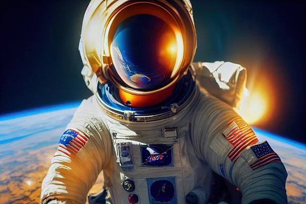 3D rendering of an astronaut floating in space