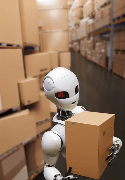 3D rendering of a robot in a warehouse