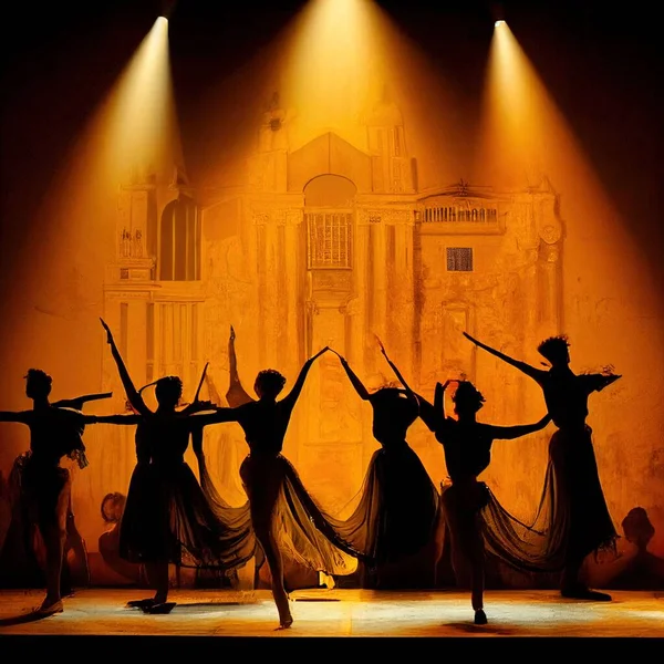 3D rendering of a ballet company on stage