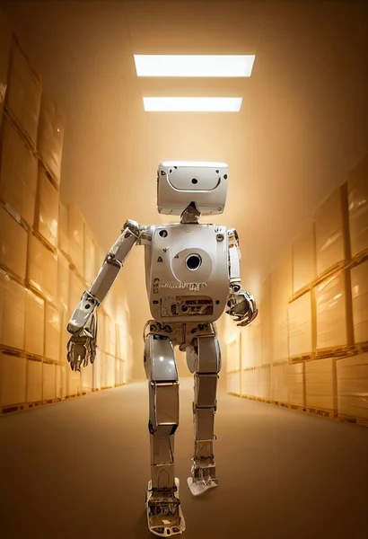 3D rendering of a robot in a warehouse