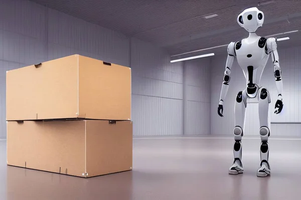 3D rendering of a robot in a warehouse