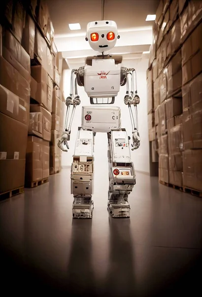 3D rendering of a robot in a warehouse