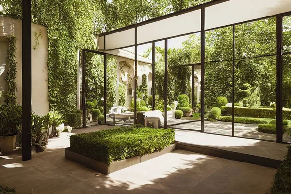 3D rendering of a magnificent interior garden