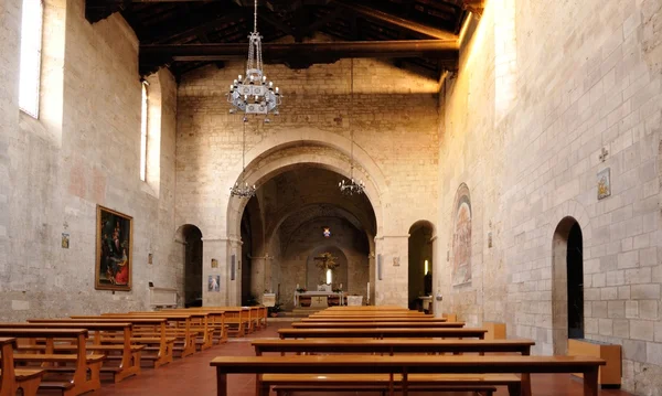 Interiér kostela Collegiata di Sant'Agata Asciano (Siena) — Stock fotografie