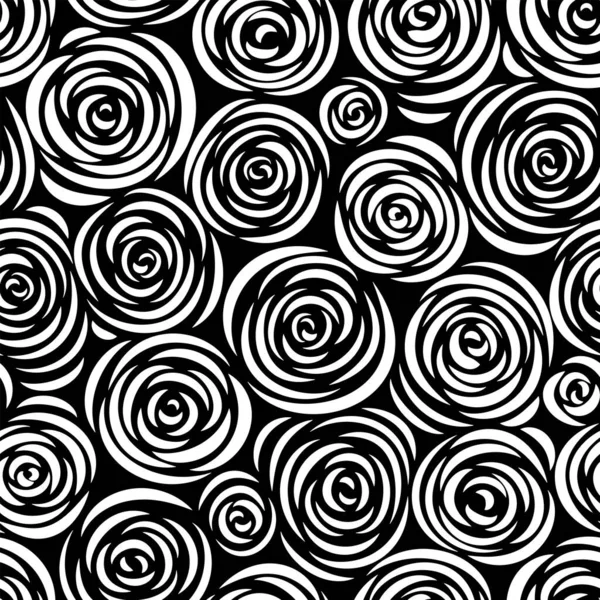 Seamless Floral Pattern Abstract Roses Flowers Black White Vector Illustration — Stock Vector