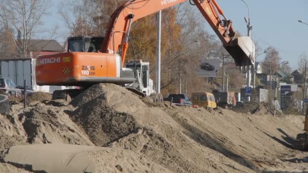 Loader graafmachine in actie — Stockvideo