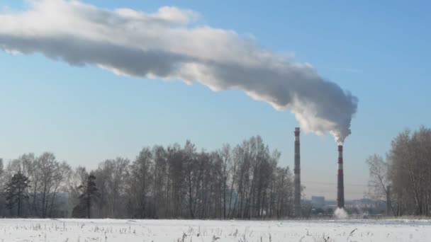 Rök böljor från fabrik, miljöföroreningar koncept — Stockvideo