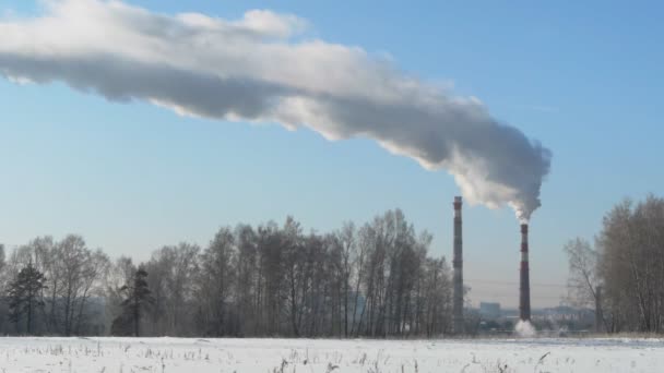 Kłęby dymu z fabryki, pojęcie zanieczyszczenia środowiska — Wideo stockowe