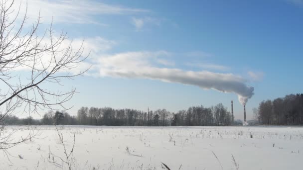 Smoke billows from factory, environmental pollution concept