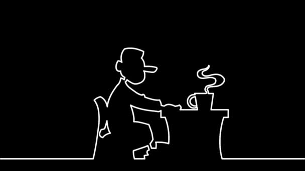 男の黒と白の平日。アニメーション漫画 — ストック動画