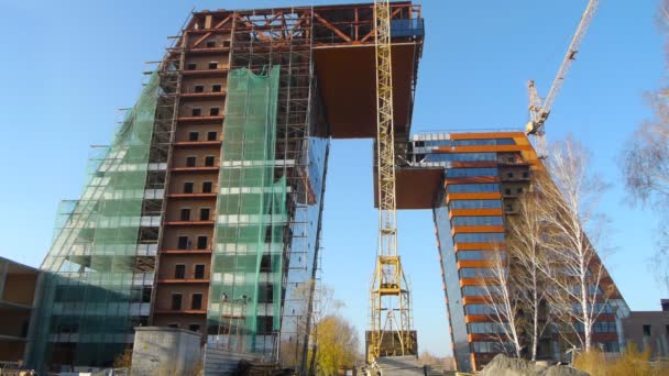 Modern building under construction — Stock Video