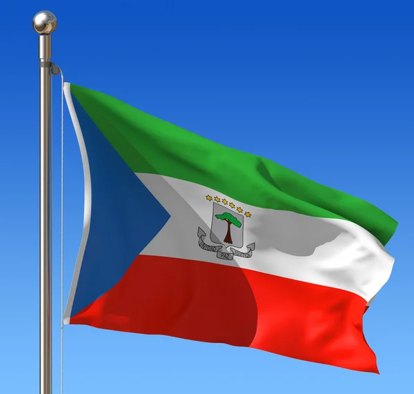 Sovereign state flag of country of Equatorial Guinea in official colors — Stock Photo, Image