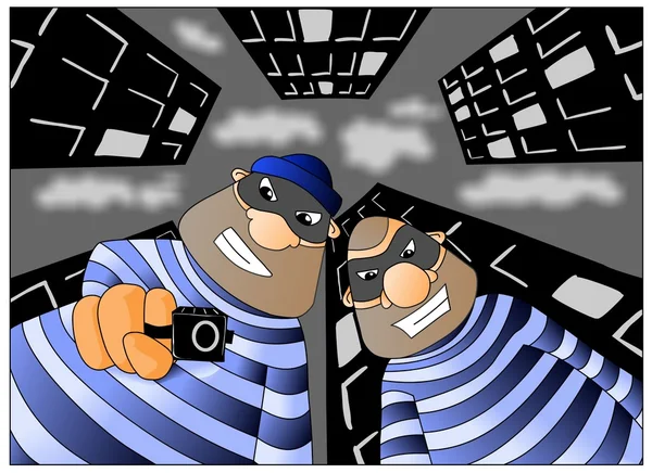 Deux criminels dans la ville la nuit — Photo