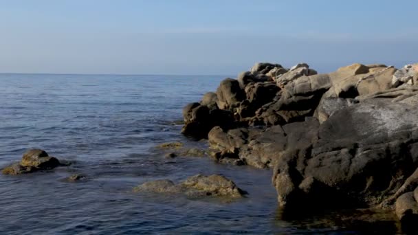 Mare surf su rocce costiere — Video Stock