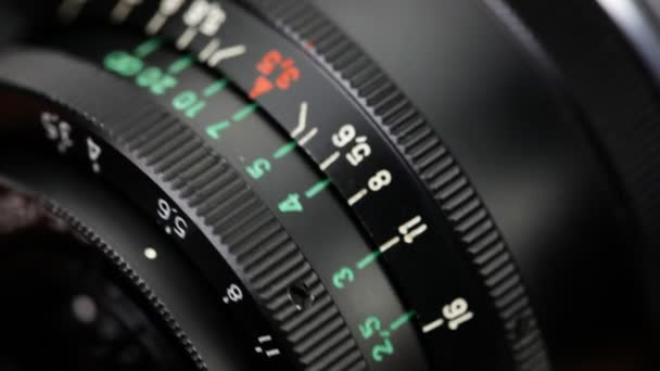 Close up of aperture scale — Stock Video