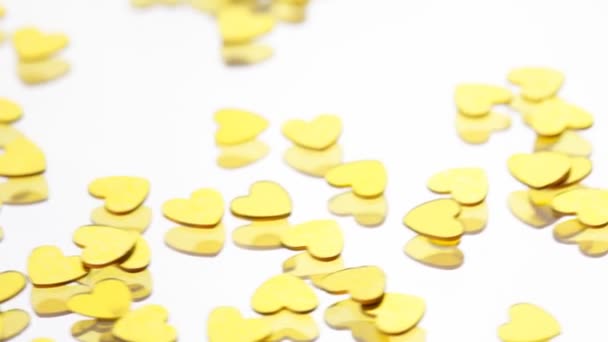 Corazones dorados confeti — Vídeos de Stock