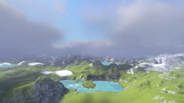 göl ve dağların üzerinden uçuş