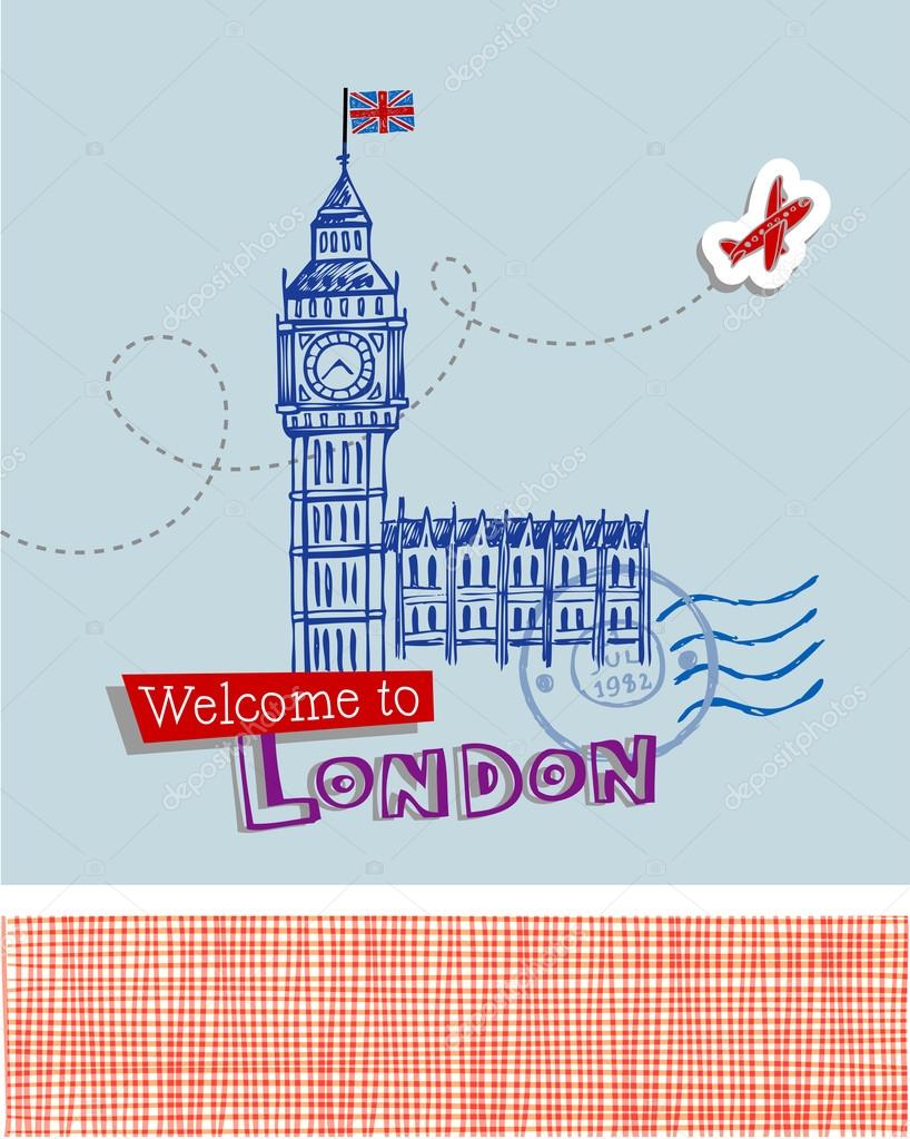 to London greeting card — Stock Vector © azzzya 32826053