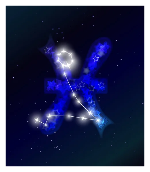 Konstelacji Zodiaku i horoskop na gwiaździste niebo — Wektor stockowy