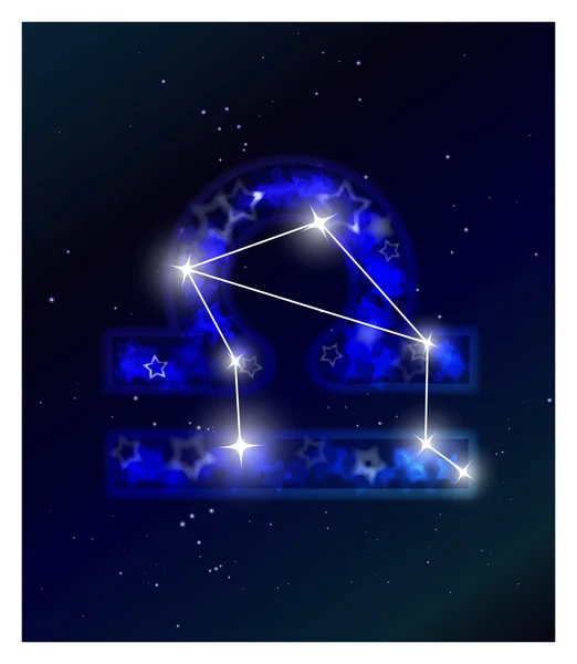Horoscope and zodiac constellation on the starry sky — Stock Vector