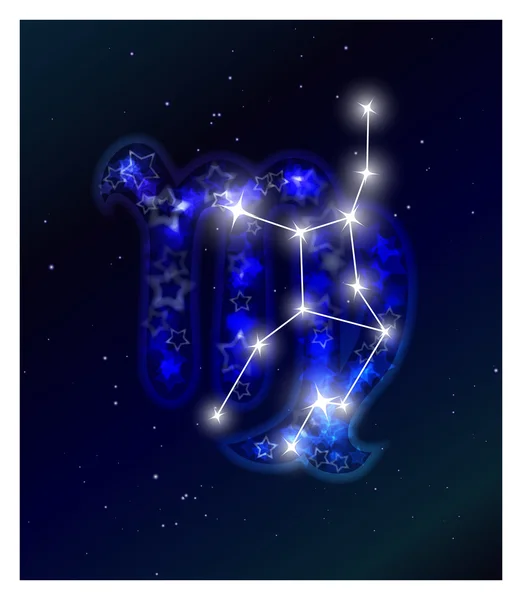 Horóscopo e constelação do zodíaco no céu estrelado — Vetor de Stock