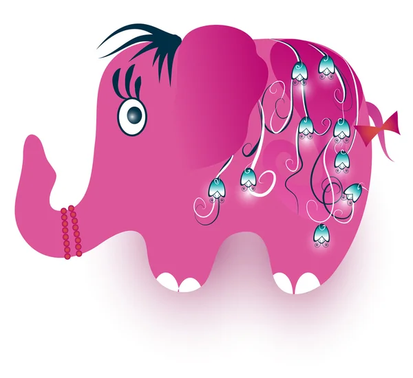 Funny pink elephant — Stock Vector