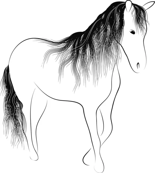 Silhouette stehendes Pferd — Stockvektor