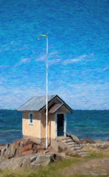 Torekov Praia Hut Pintura — Fotografia de Stock