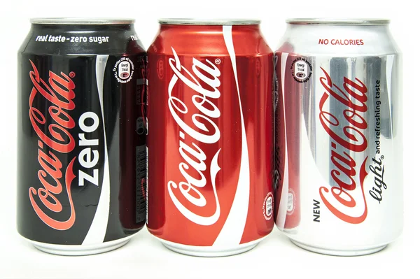 Assorted Coke Cola 0,33l cans — Stock Photo, Image