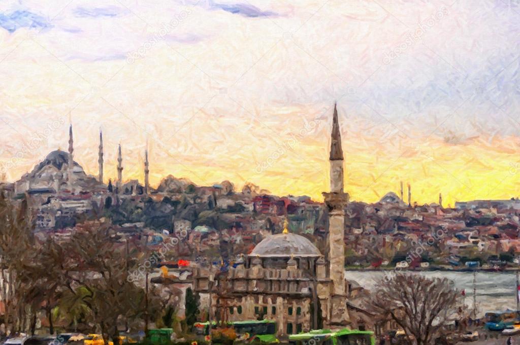 Istanbul Cityscape Digital Painting