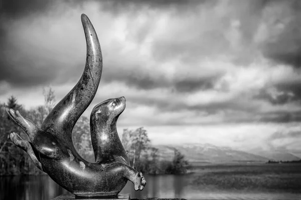 Balloch Scotland Marzo 2022 Una Statua Lontra Centro Della Vita — Foto Stock