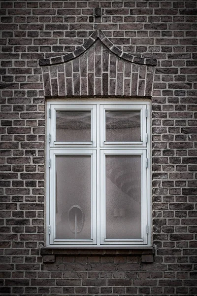 Mur Briques Bâtiment Avec Une Seule Fenêtre — Photo