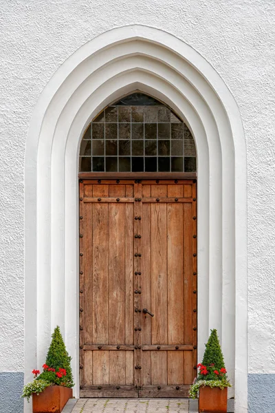 Ekeby Church Building Bjuv Municipality Skane County Sweden Main Entrance — 图库照片