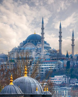 ISTANBUL, TURKEY - APRIL 09, 2011: The Suleymaniye Mosque dominates the skyline here.