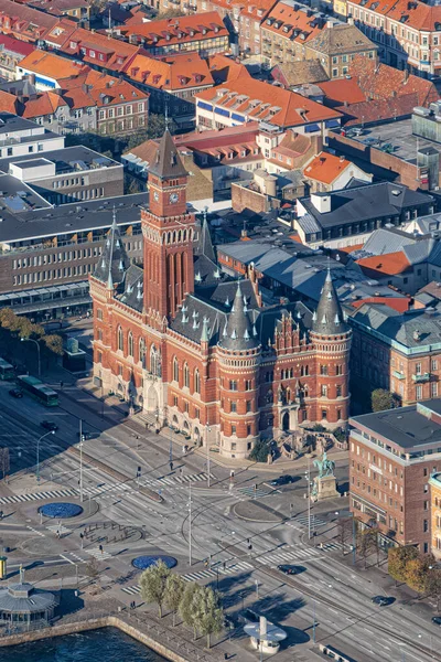 Aerial View Neogothic Style Town Hall Building Helsingborg Sweden — Stock Photo, Image