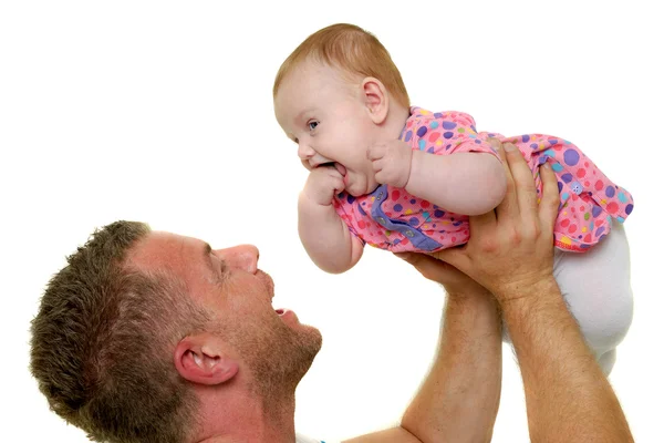 Vader en baby spelen — Stockfoto