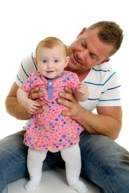 gülümseyen baba ve bebek
