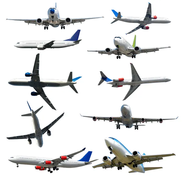 Kolekcja samolot na białym tle na białym tle. wysokiej rozdzielczości — Zdjęcie stockowe