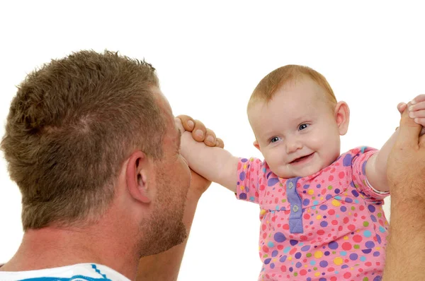 Baby Vader Spelen Zijn Zowel Glimlachend Zijn Erg Gelukkig Samen — Stockfoto