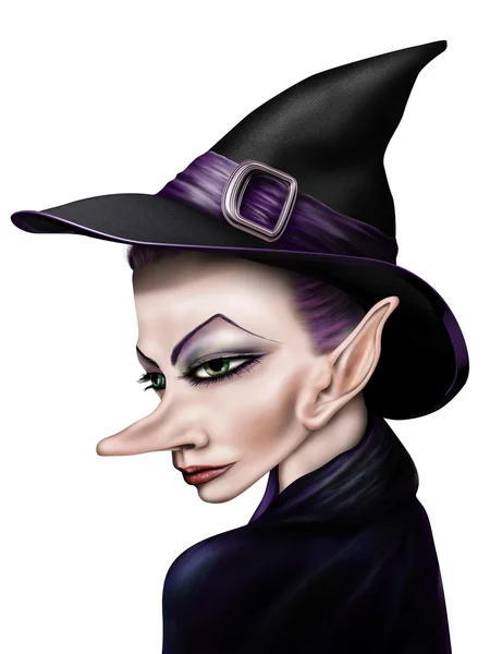 Witch with big a nose — Stock Photo, Image