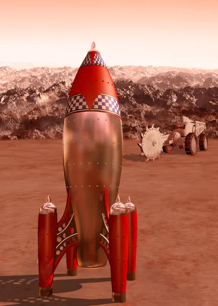 火星のレトロ ロケット — ストック写真